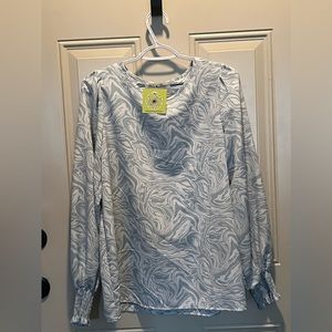 Blue and White Blouse